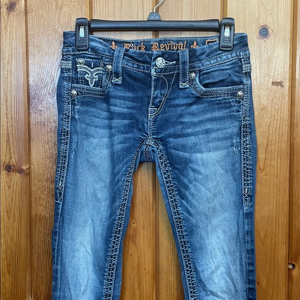 Rock Revival Women's Dark Blue Jeans Maggie boot size 25 - Picture 2 of 16